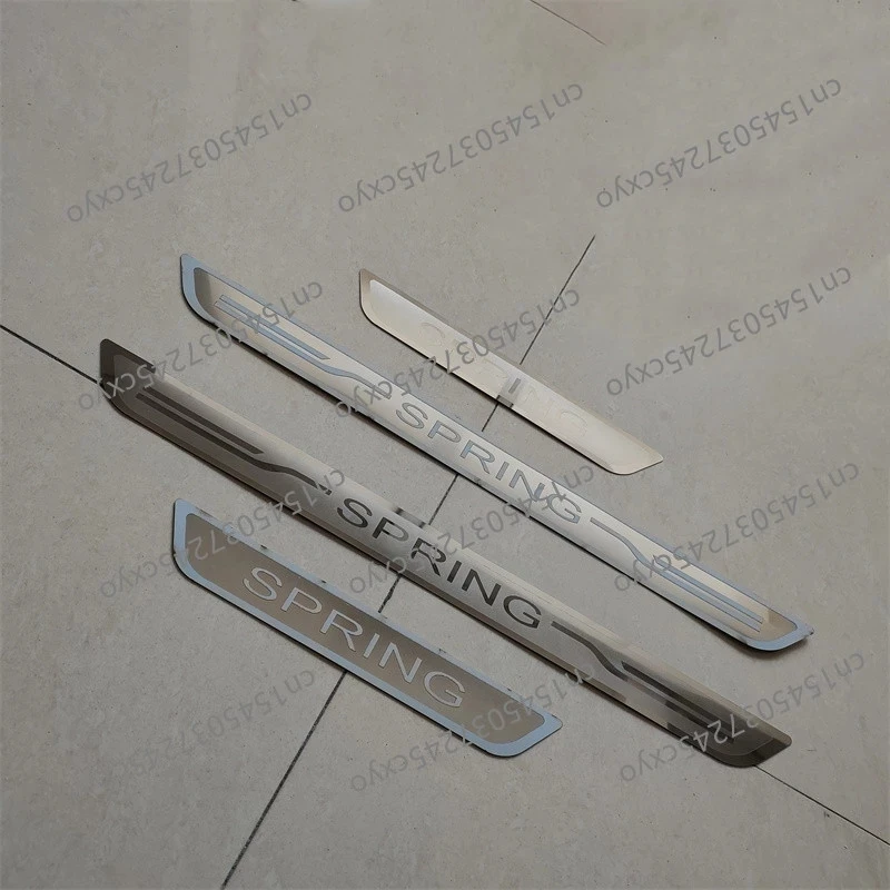 For Dacia SPRING 2021 2022 Stainless steel Door Sill Strip Scuff Plate Pedal Side Cover Trim Car Stickers Accessories E