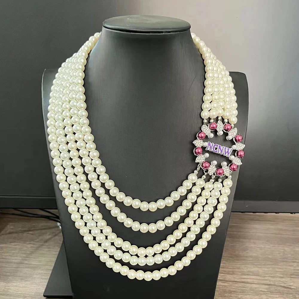 NCNW 5-слойное белое жемчужное ожерелье