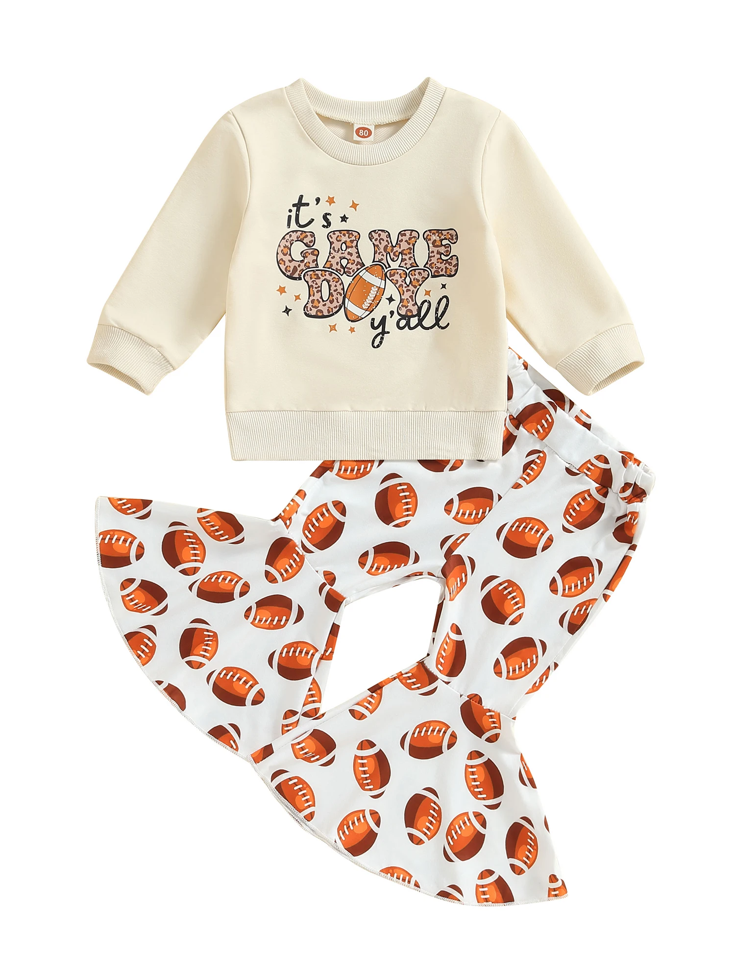 

Baby Boy Football Outfit Game Day Long Sleeve Sweatshirt Top Football Jogger Pants Set Fall Winter Clothes