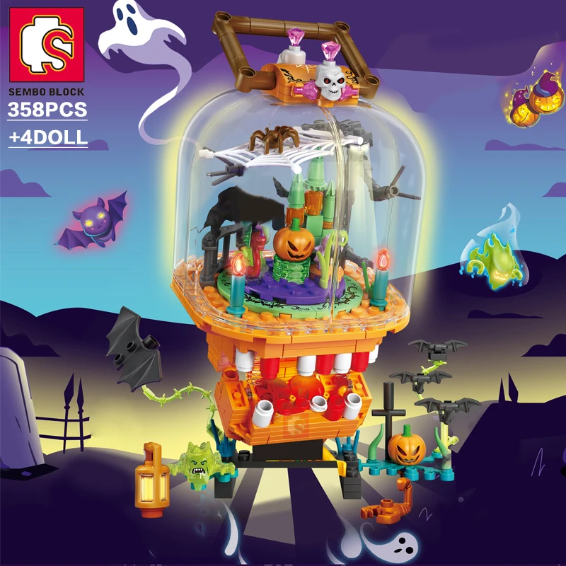SEMBO Хэллоуин Тыква строительные блоки для вечерние вращающиеся DIY ролевые игры STEM