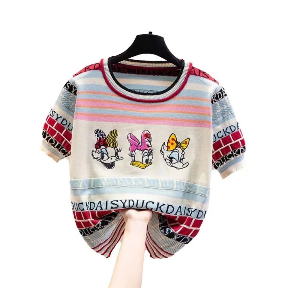 

Disney Donald Duck Women Brand Female Girl T Shirt Tops Luxury Designer Tshirt Summer Brand Cartoon T-Shirt