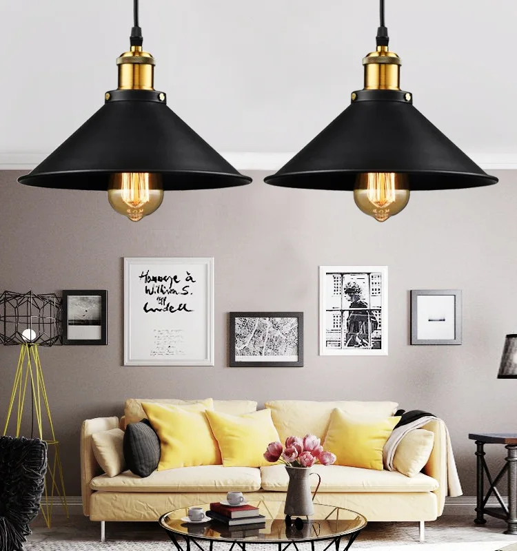 

Iron Art Black vintage Matte Ceiling chandelier room industrial home decoration E27 Pendant Lamps For Kitchen Bedroom Restaurant