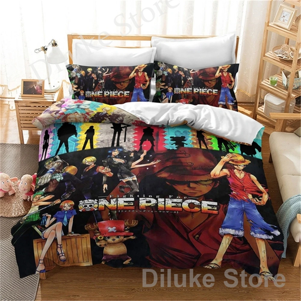 

Popular Monkey D. Luffy Printed Bedding Set Anime ONE PIECE Cartoon 3d Bed Linen Children Duvet Cover Set Pillowcase King Size