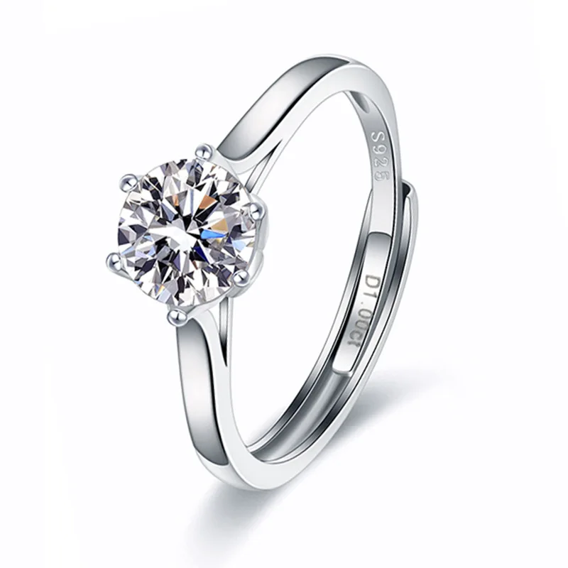 

Classic Six Claw Crown Moissanite Ring S925 Sterling Silver Moissanite Diamond Ring Female Headwear Cross-border Popular