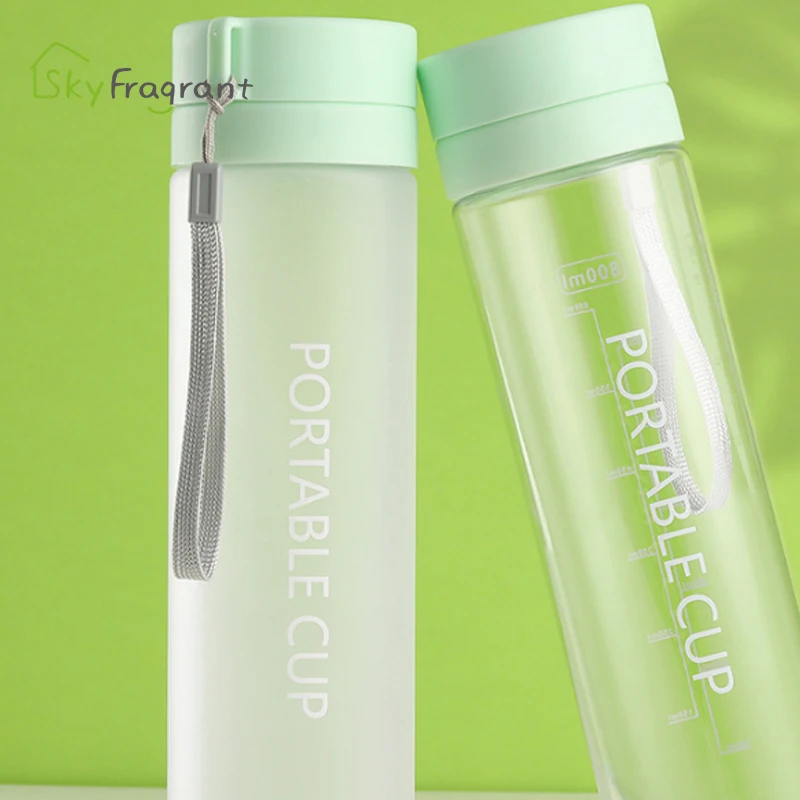 Outdoor Large Capacity Sports Water Bottle Frosted Plastic Cup Portable Rope Gift Mug Customizable Print Logo |