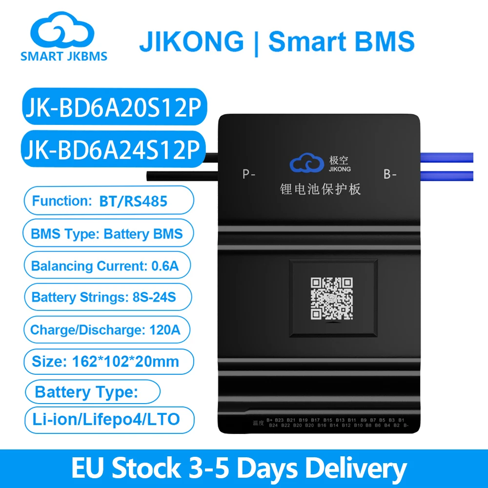 Аккумулятор JIKONG JK BMS 8S~24S Smart BD6A24S12P с RS485 BT 0 6A 12-24V Active Balance для LiFePo4 Li-ion LTO