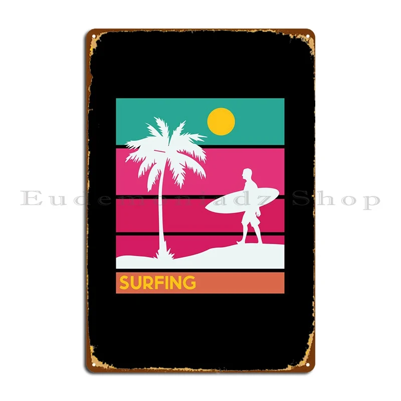

Surfing Metal Sign Pub Cave Garage Designing Club Tin Sign Poster