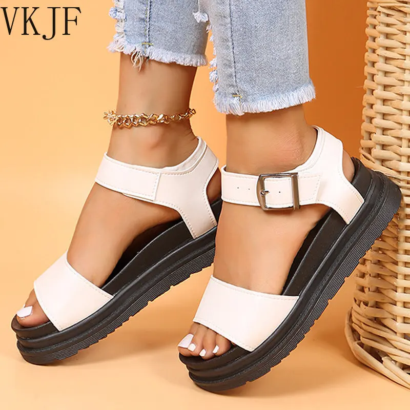 

Женские сандалии на платформе и танкетке, повседневные Босоножки на каблуке, лето 2023