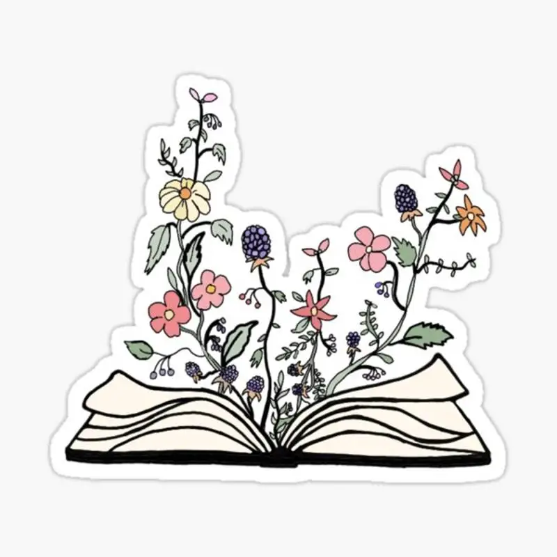 

Стикер «цветы растут из книги» для декора ноутбука, спальни, автомобиля, милый мультяшный модный чемодан для общественных мест