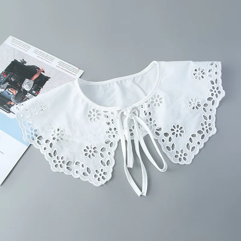 

2023 рубашка, белая фототкань, женский кружевной накладной воротник, шаль, съемный женский шарф со шнуровкой