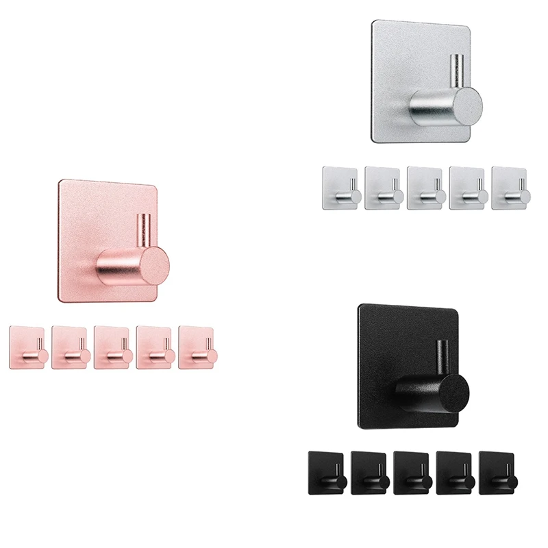

6Pcs Adhesive Hooks Heavy Duty Wall Hooks Waterproof Stainless Steel Hooks For Bathroom Kitchen Living Room