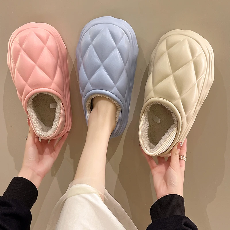 

Women Autumn Clogs Platform Loafers Fur Round Toe All-Match Female Shoes Winter Fall Creepers Dress New Flock Slip-On PVC Mid-Ca