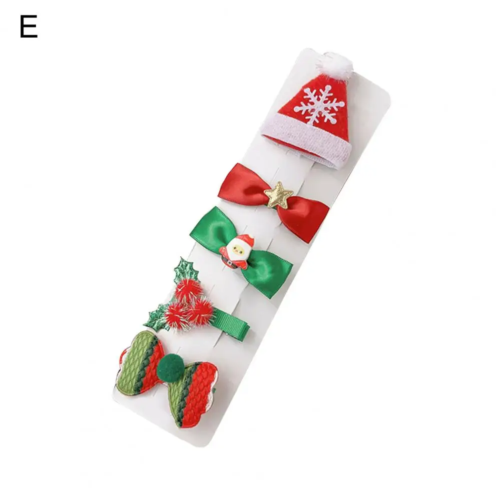 

5 Pcs/Set Christmas Side Clip Cute Christmas Tree Children Hairpin Great Stickiness Hair Decoration Christmas Hair Clip Set