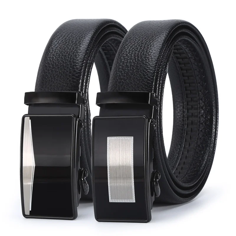 Men's High-grade Cow Leather Automatic Belt Automatic Buckle Business Fashion Belts For Men Casual Luxury Pin Buckle Waistband