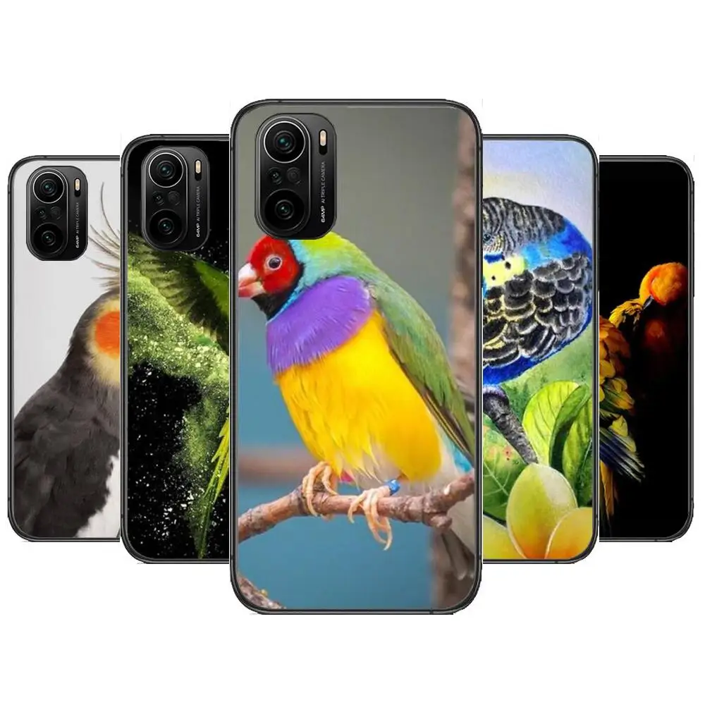 

Parrot Bird Phone Case For xiaomi redmi POCO F1 F2 F3 X3 Pro M3 9C 10T Lite NFC Black Cover Silicone Back Prett mi 10 ultra cove