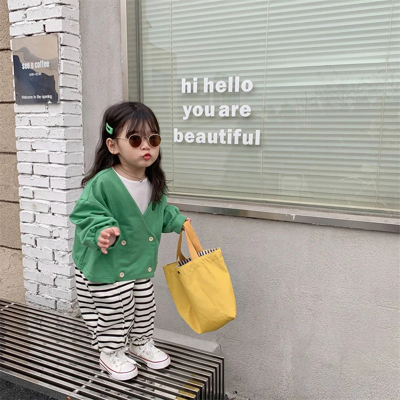 

2022 Korean Spring Kids Girls Coat Top Children Autumn Long Sleeves Cardigan Kids Fashion Jacket Baby Boy Girl Clothes Outwear