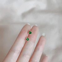 delicate silver color retro round shiny green zircon stud earrings women fashion anniversary dinner birthday jewelry