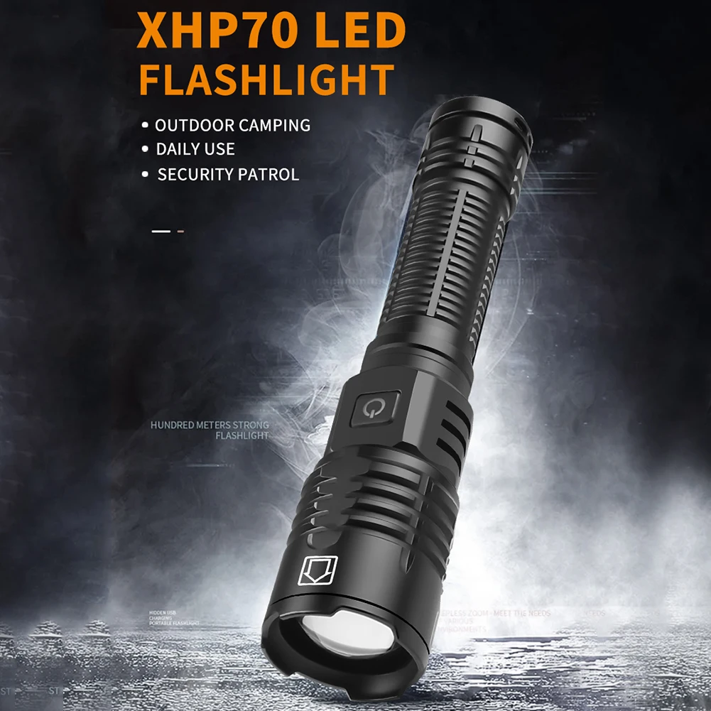 

Aluminum Alloy XHP70 LED Flash Camping Lights with Memory Function Outdoor Hiking Telescopic Zoom Waterproof Flashlight