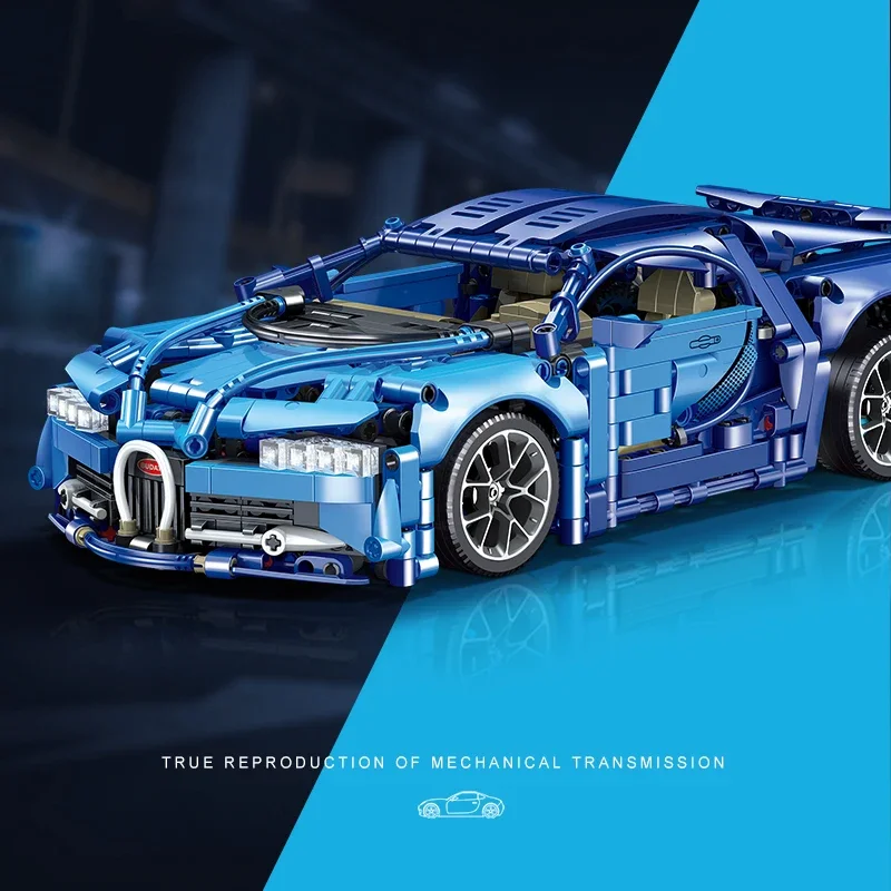 Фото 1:14 масштабная модель строительного блока гоночного автомобиля Bugatti, техническая собранная машина, кирпичи, игрушки для детей и взрослых, подарок №2