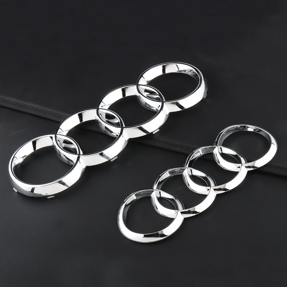 Фото Для Audi A4, A3, A5, A6L, A7, A4L, Q3, Q5, Q2L, Q7, Q8 Sportback: эмблема ABS с 4 кольцами для передней решетки и заднего багажника, аксессуары для декора автомобиля №1