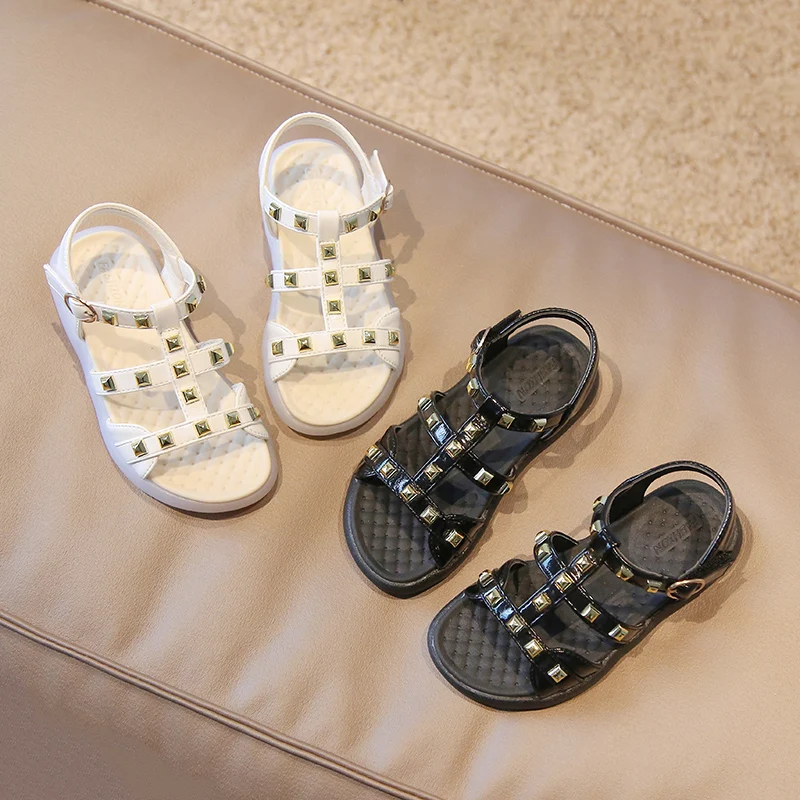 

Toddler Girls Gold Rivets Leather Sandals Kids Beach Shoes Fashion Sport Sandasl 2-12 Years Old Baby Girls Summer Princess Shoes