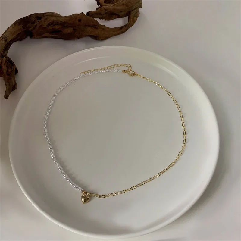 Новое жемчужное ожерелье-цепочка с лепестками для пары геометрическое корейское