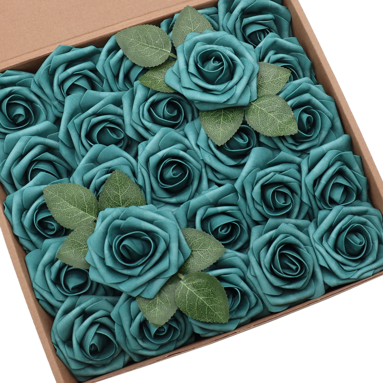 

D-Seven Artificial Flowers 25/50pcs Teal Roses with Stem for DIY Wedding Centerpieces Bouquets Arrangements Flower Decorations