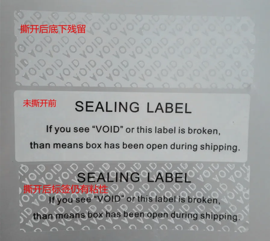 1000pcs Free Shipping Tamper Evident Aanti-Counterfeit Security Warranty Label VOID Open Packaging Packing Safe Stickers