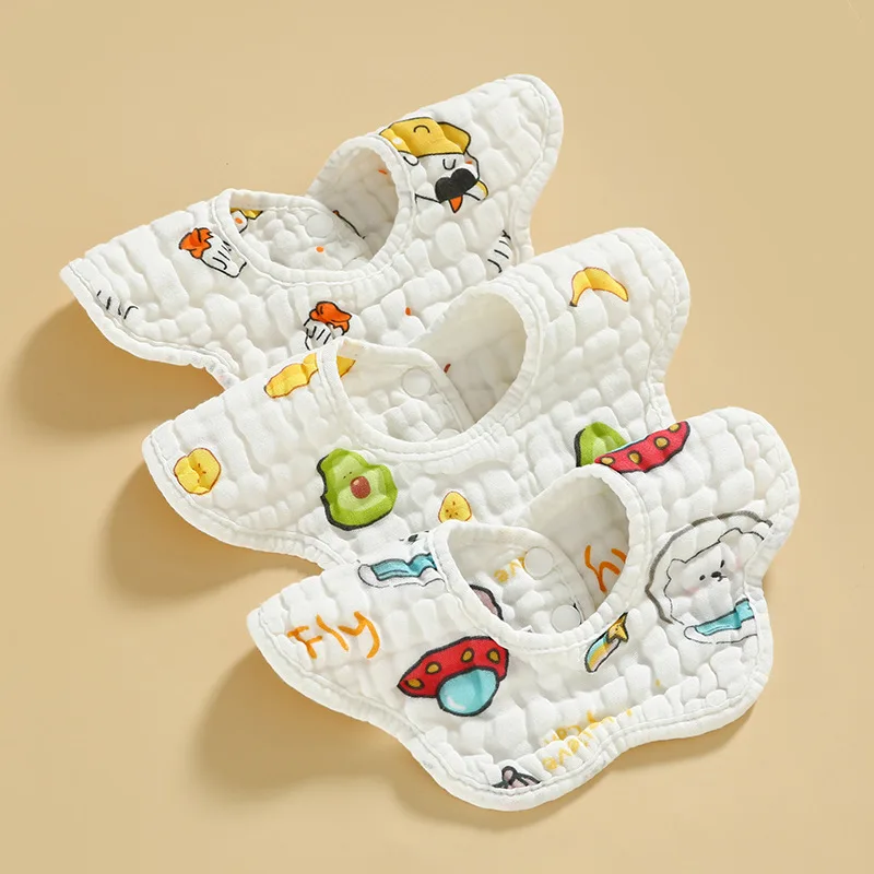 

Cotton Baby Petal Bib 8-layer Gauze Baby Bib Baby 360-degree Rotating Bib Saliva Towel