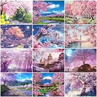 5d square diamond painting cherry blossoms new arrivals diamond embroidery scenery tree diamond mosaic pink spring home decor