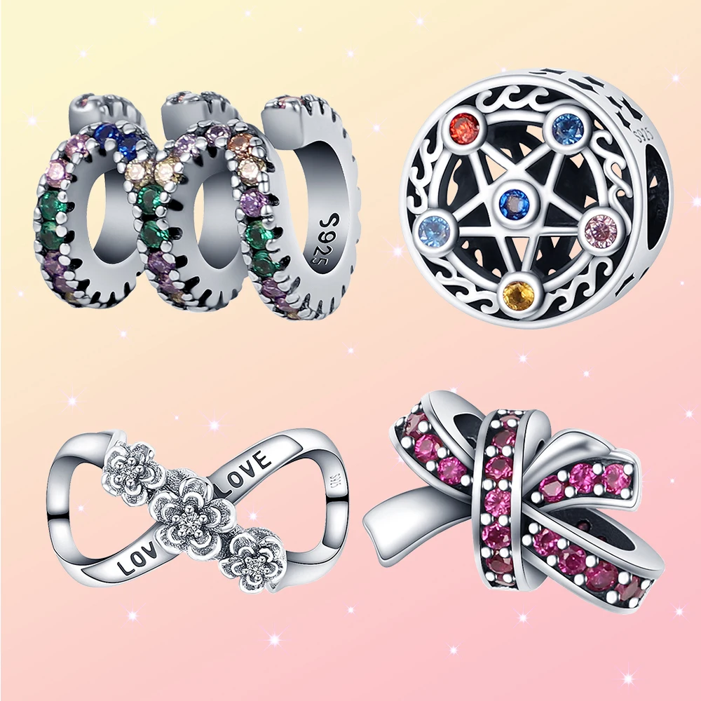 

925 Silver Personality Symbol Diamond String Beaded DIY Bracelet Necklace Fit for Pandora Trendy Ladies Feast Party Gifts