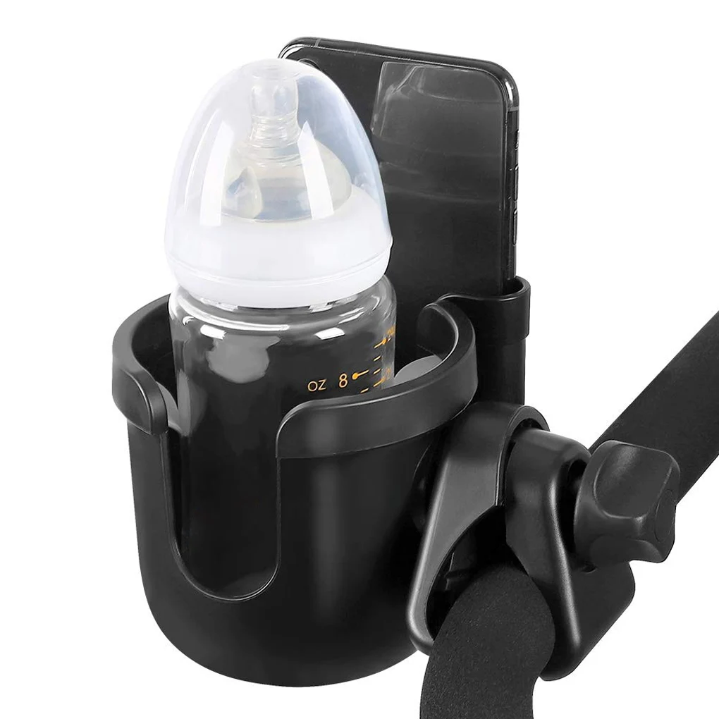 

High Quality Baby Stroller Cup Holder 360 Degrees Adjustable Bottle Rack ABS Pushchair Cup Organizer with Phone Holder Rack