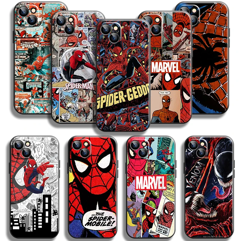 

Marvel Comics Venom Spiderman For iPhone 13 12 11 Pro Max Mini 5 6 6S 7 8 Plus X XR XS Max Phone Case Coque Silicone Cover Back