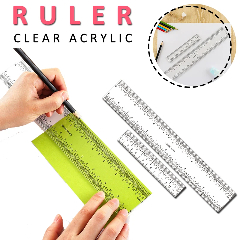 

6"/12" Clear Acrylic Ruler For Sewing Craft Projects Must-Have Measuring Drawing Tool Stationery School Supplies