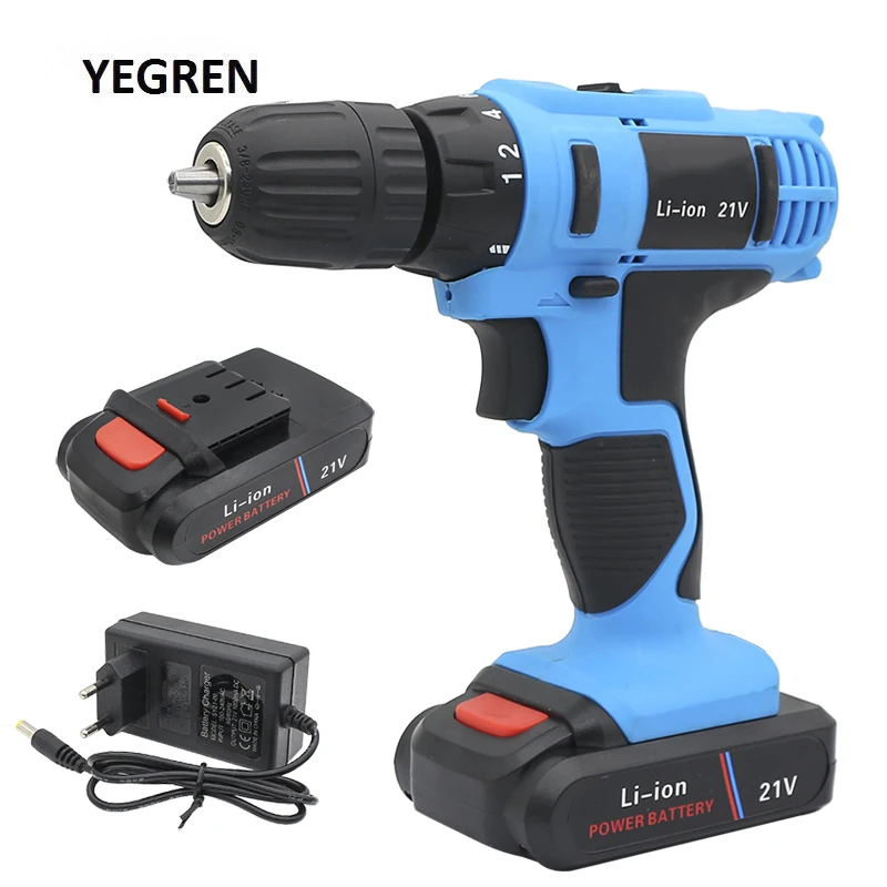 21V Multifunction LED Cordless Electric Drill Impact Wrench with Li-ion Battery Electric Screwdriver for Furniture Installation