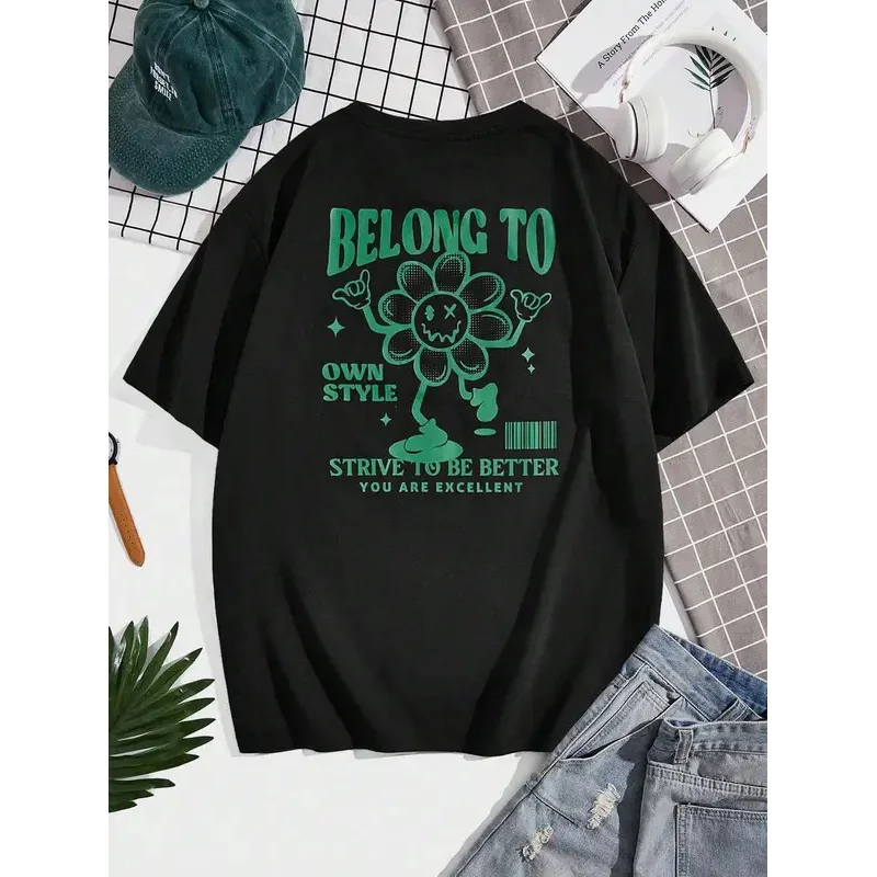 Футболка мужская свободного покроя из хлопка в стиле оверсайз