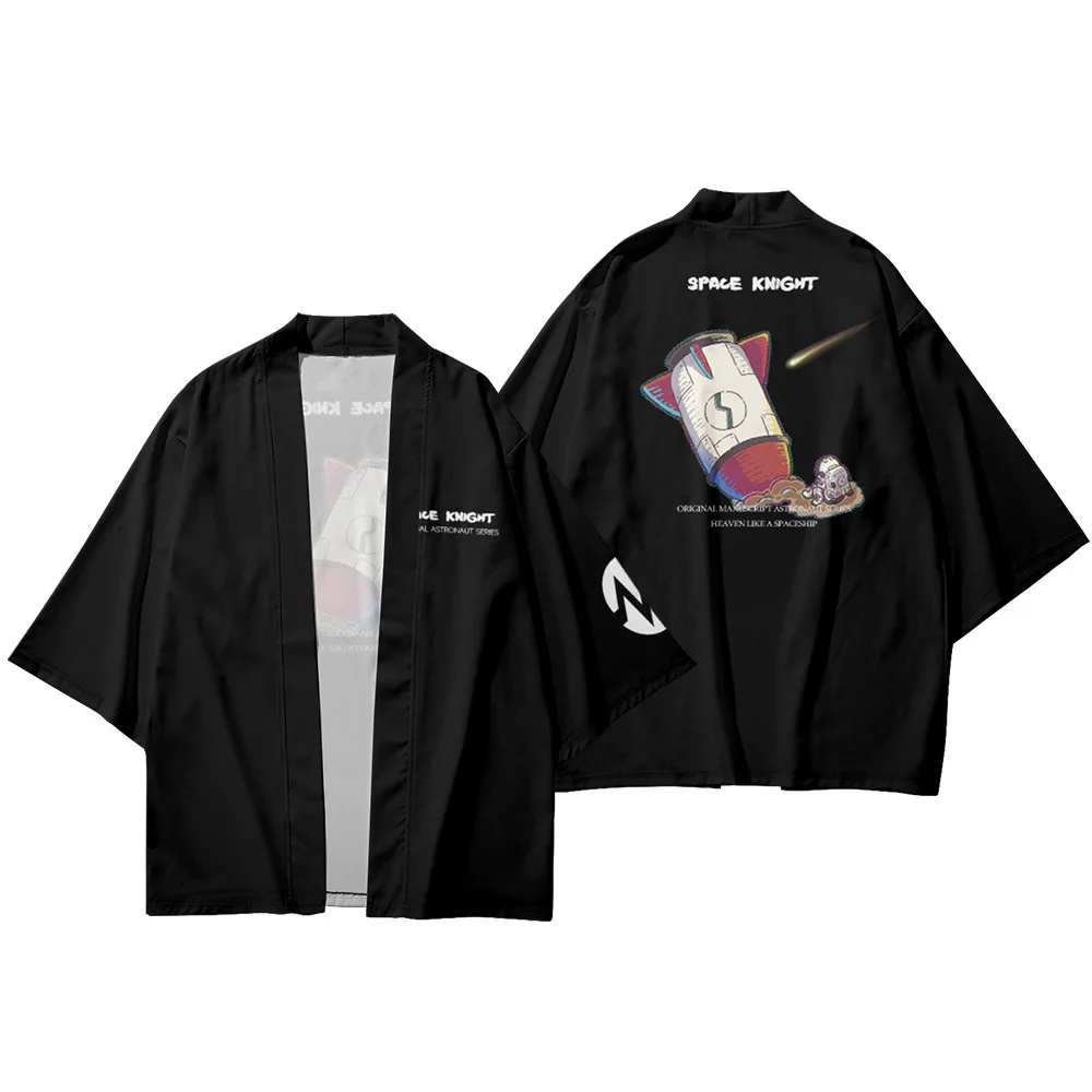 

Cartoon Astronaut Rocket Printed Japanese Haori Yukata Streetwear Traditional Kimono Cosplay Cardigan Women Men Shirts