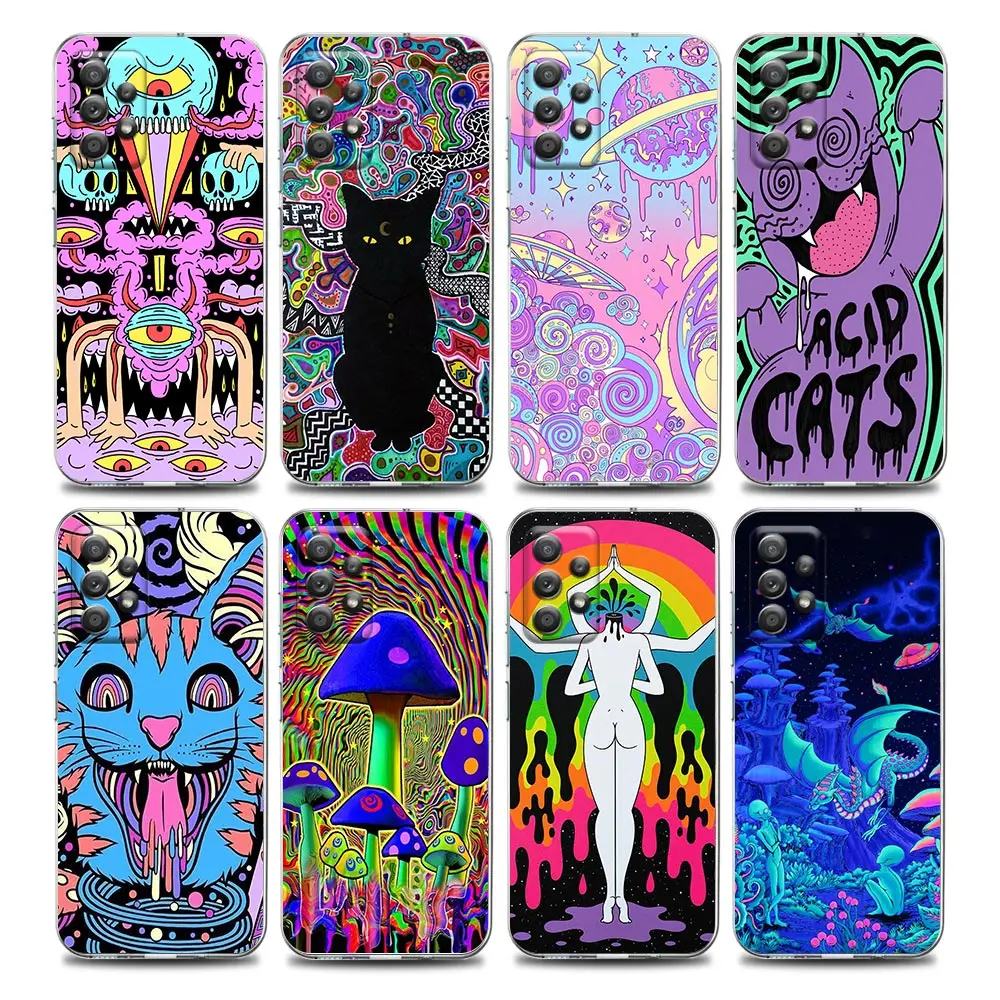 

Colourful Psychedelic Trippy Art Clear Samsung Case for A01 A02 A02s A11 A12 A21 S A31 A41 A32 A51 A71 A42 A52 A72 Soft Silicone