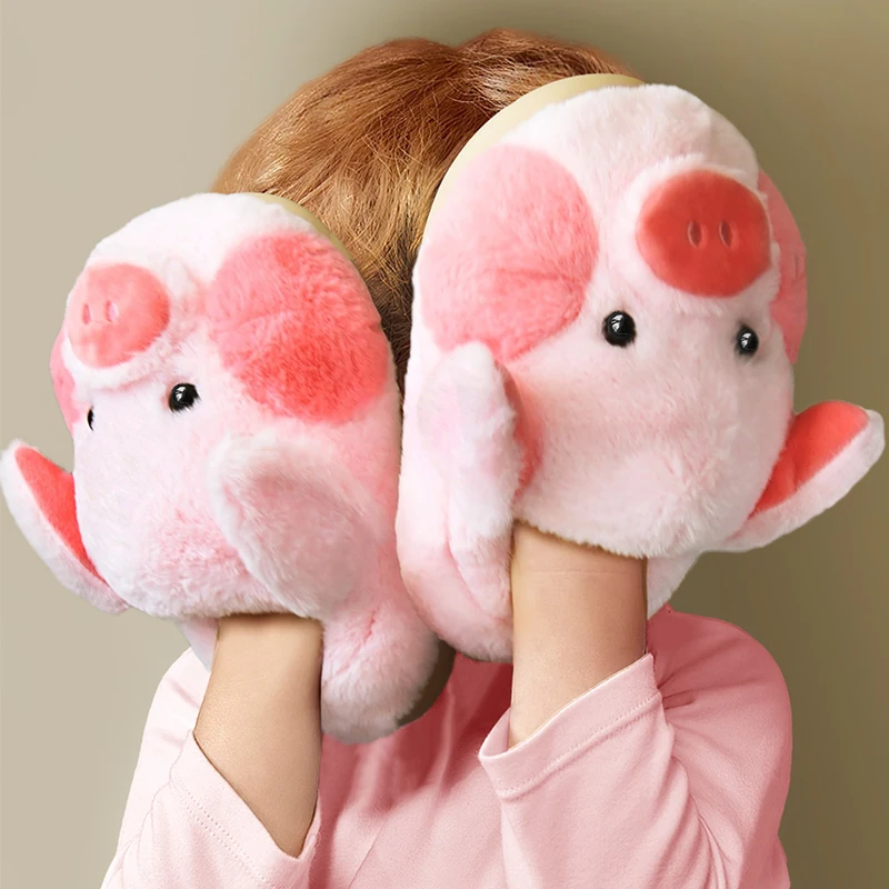 Women's Home Slippers Soft Cute Cartoon Pig Female Indoor Platform Slippers Furry Warm Short Plush Winter House Slippers Unisex
