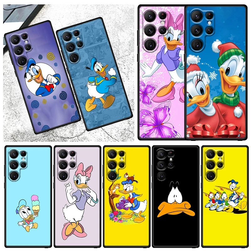 

Anime Cute Donald Duck Phone Case For Samsung Galaxy S23 S22 S21 S20 FE S10 S10E S9 Plus Ultra Pro Lite 5G Black Funda