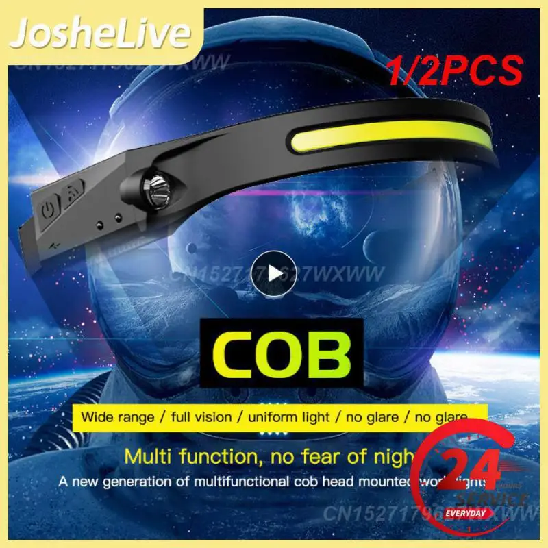 

Индукционный налобный фонарь, Головной фонарь со встроенным аккумулятором, зарядка через USB, 1/2 шт.