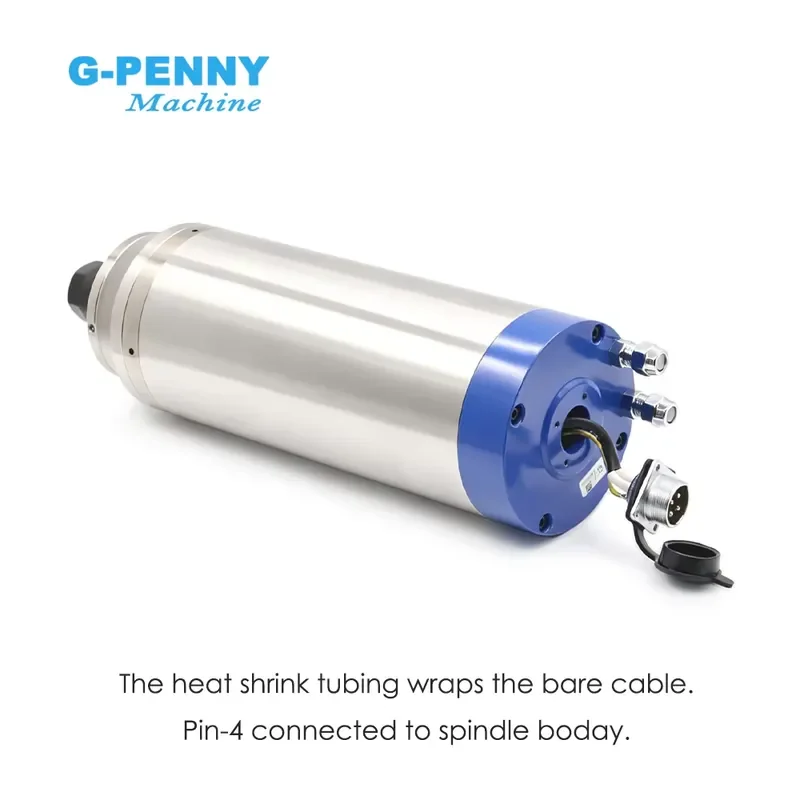 Фото Шпиндельный двигатель G-Penny 3.7 кВт ER20 D100 220В/380В с водяным охлаждением, пулевидный, с кронштейном 100 мм, 400 Гц, 24000 об/мин, 2-полюсный, 4 шт. №5