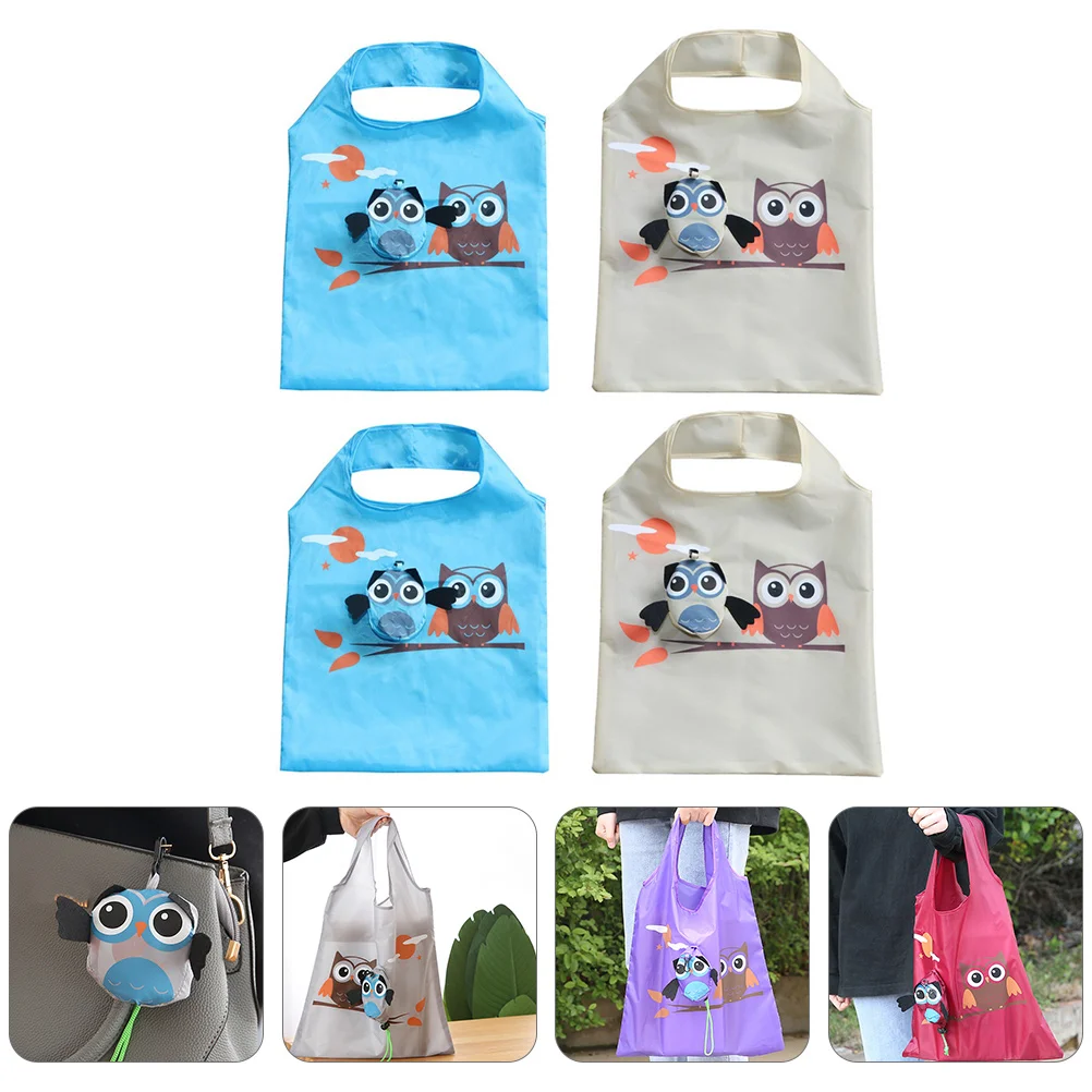 

4pcs Cartoon Owl Shape Portable and Foldable Shopping Bags (Mixed Color) Cloth