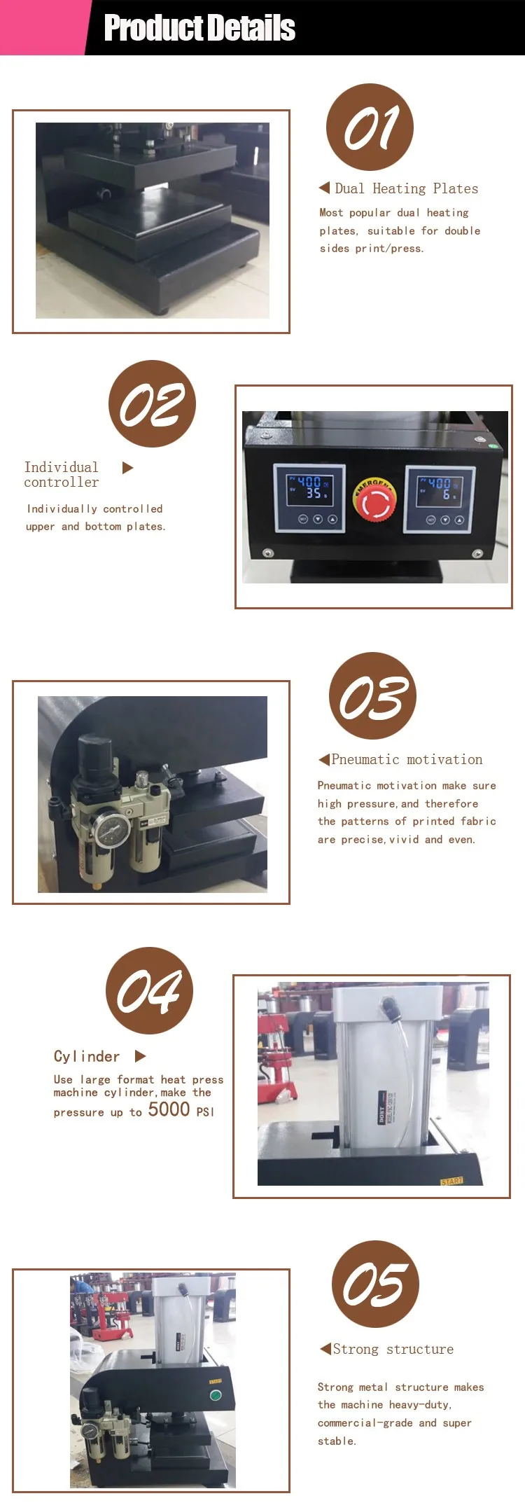 новый цифровой пневматический CE 6X8 дюймов Auplex 5000 фунтов с двойным термопресом 1015-3