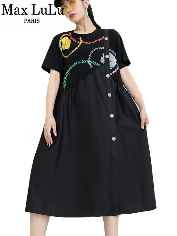 Женское винтажное платье в стиле панк Max LuLu повседневное свободное с круглым
