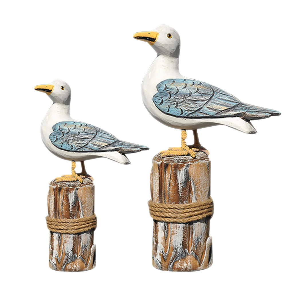 

Figurine Decor Seagull Nautical Bird Home Wooden Decorations Statue Figurines Coastal Seabird Ornament Garden Wood Craft Bedroom