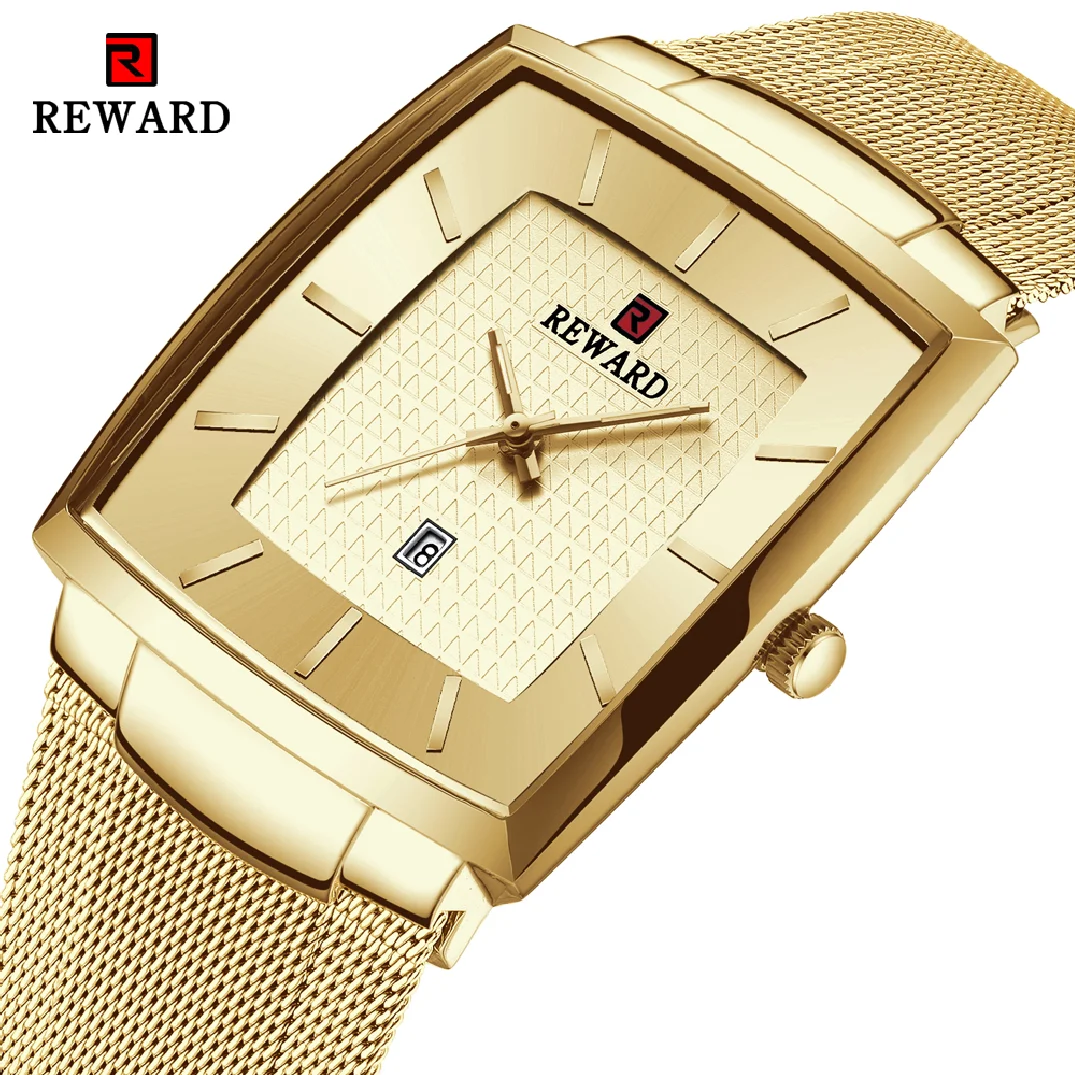 

REWARD Top Luxury Brand Men Gold Watches Stainless Steel Quartz Watch Men Business Waterproof Date Wristwatch Relogio Masculino