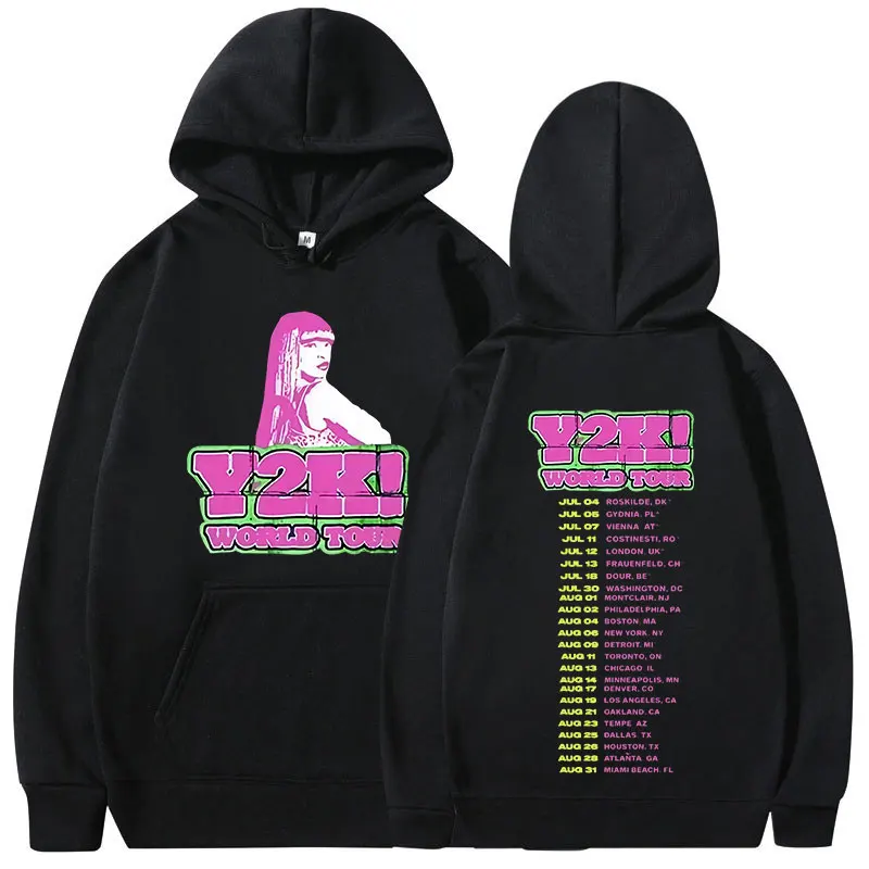Толстовка Rapper Ice Spice Y2k World Tour 2024 Мужская одежда Женская модная винтажная