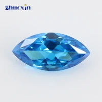size 2x47x14 marquise shape 5a sea blue cz stone synthetic gems cubic zirconia beads for jewelry