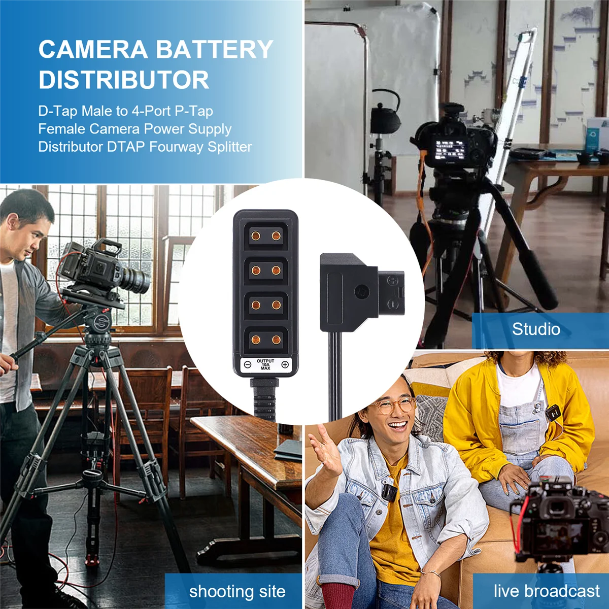 D-Tap папа на 4-портовый P-Tap мама Распределитель питания камеры Четырехходовой